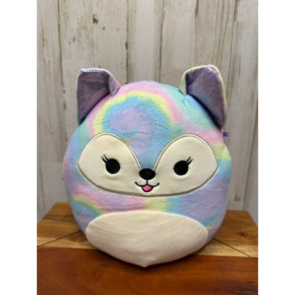Squishmallows Felexine Rainbow Fox Plush‎ Toy Medium 10" Multicolor